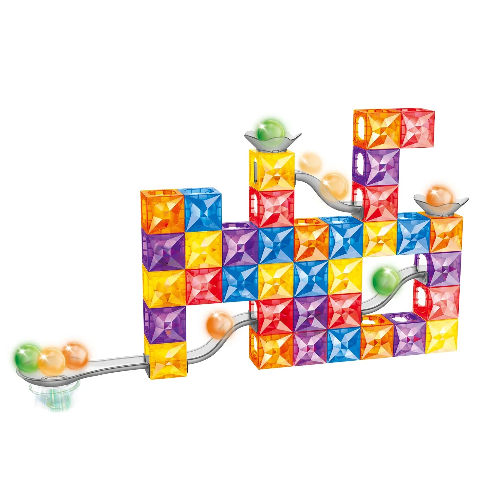 MIEBELY Magnetic Tiles, 112 PCS Magnetic Maze Building Blocks Toy for Kids with Glowing Ball, Magnet Marble Run Set, STEM Education Toddler Toy Building Block Gifts for Boys and Girls 3 4 5 6 7 8 9 - MIEBELY