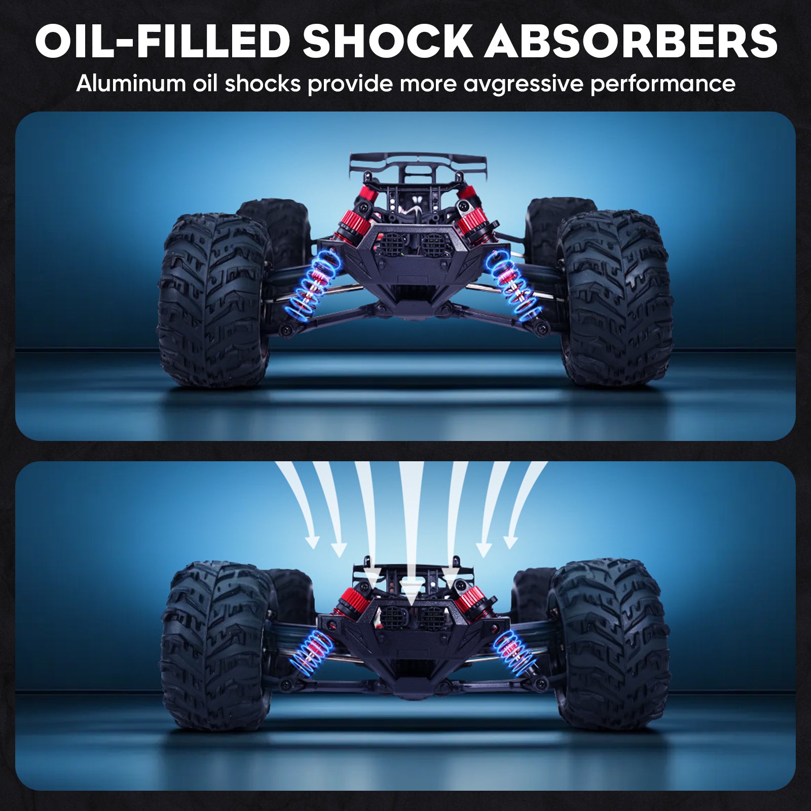 MIEBELY RC Cars Hailstorm, 36+KM/H High Speed 4WD 1:18 Scale Waterproof Truggy Remote Control Off Road Monster Truck with Two Rechargeable Batteries, All Terrain Toys for Kids and Adult