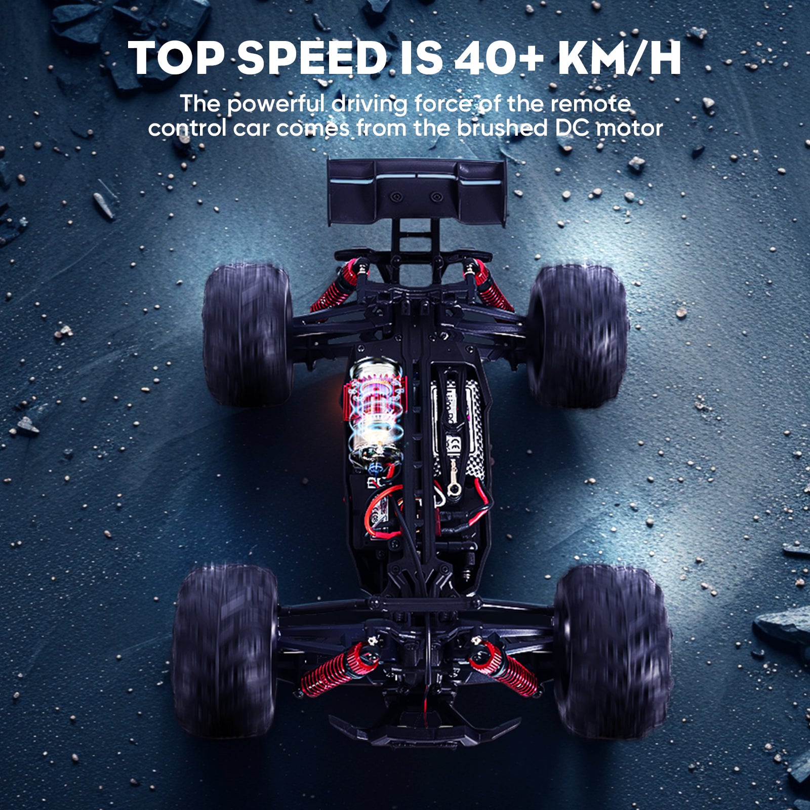 MIEBELY RC Cars Hailstorm, 36+KM/H High Speed 4WD 1:18 Scale Waterproof Truggy Remote Control Off Road Monster Truck with Two Rechargeable Batteries, All Terrain Toys for Kids and Adult
