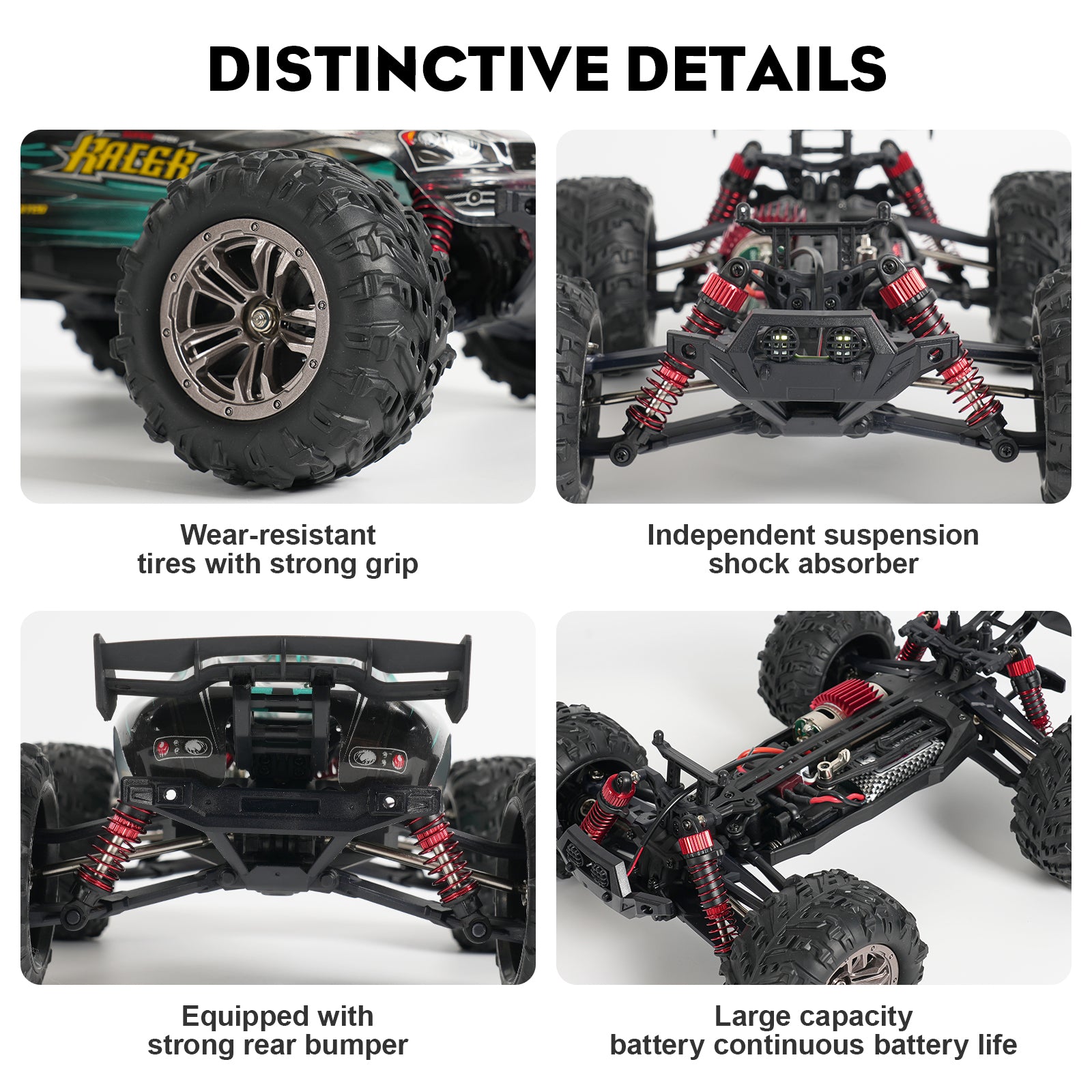 MIEBELY RC Cars Hailstorm, 36+KM/H High Speed 4WD 1:18 Scale Waterproof Truggy Remote Control Off Road Monster Truck with Two Rechargeable Batteries, All Terrain Toys for Kids and Adult