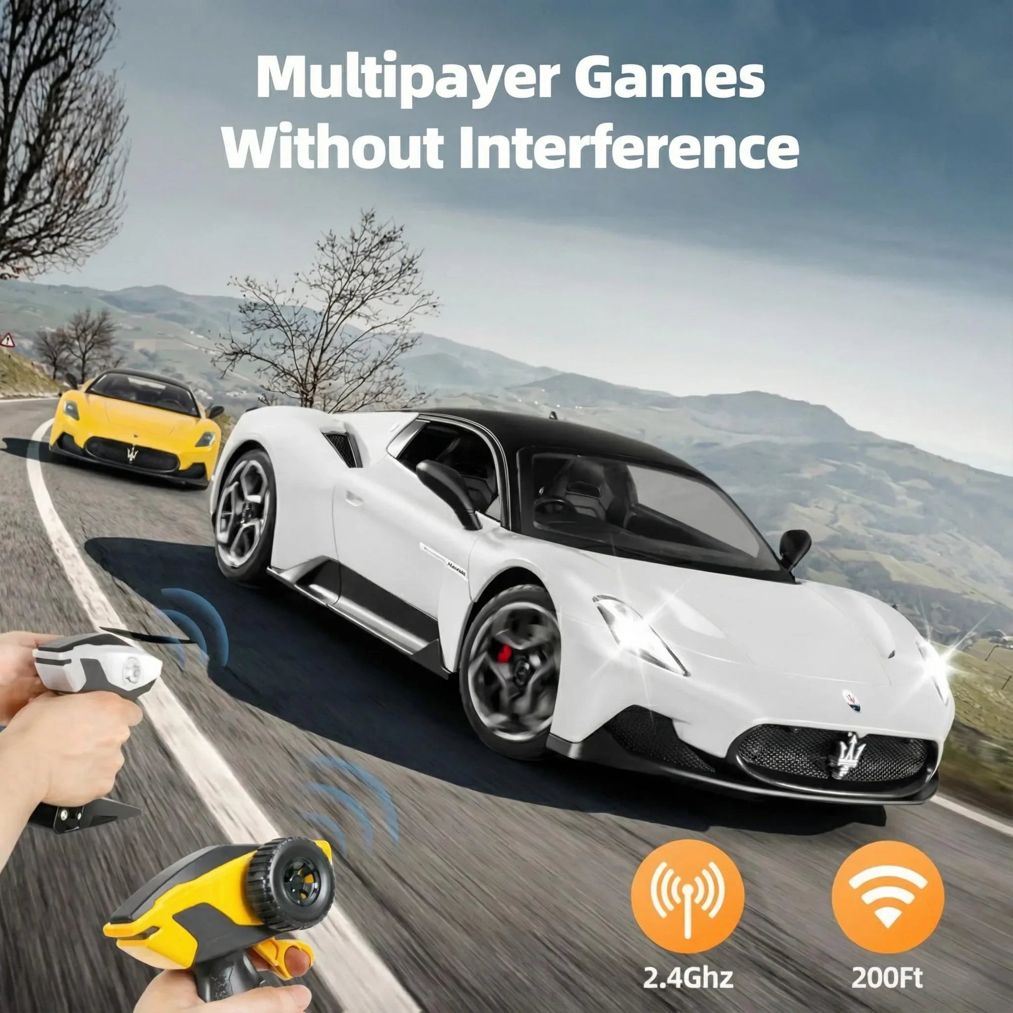 MIEBELY Maserati Remote Control Car, Openable Door 1:12 Scale Rc Toy Car 7.4V 900mAh Licensed 12Km/h Fast Rc Cars with Led Light 2.4Ghz Model Car for Adults Boys Girls Birthday Ideas Gift (White) - MIEBELY