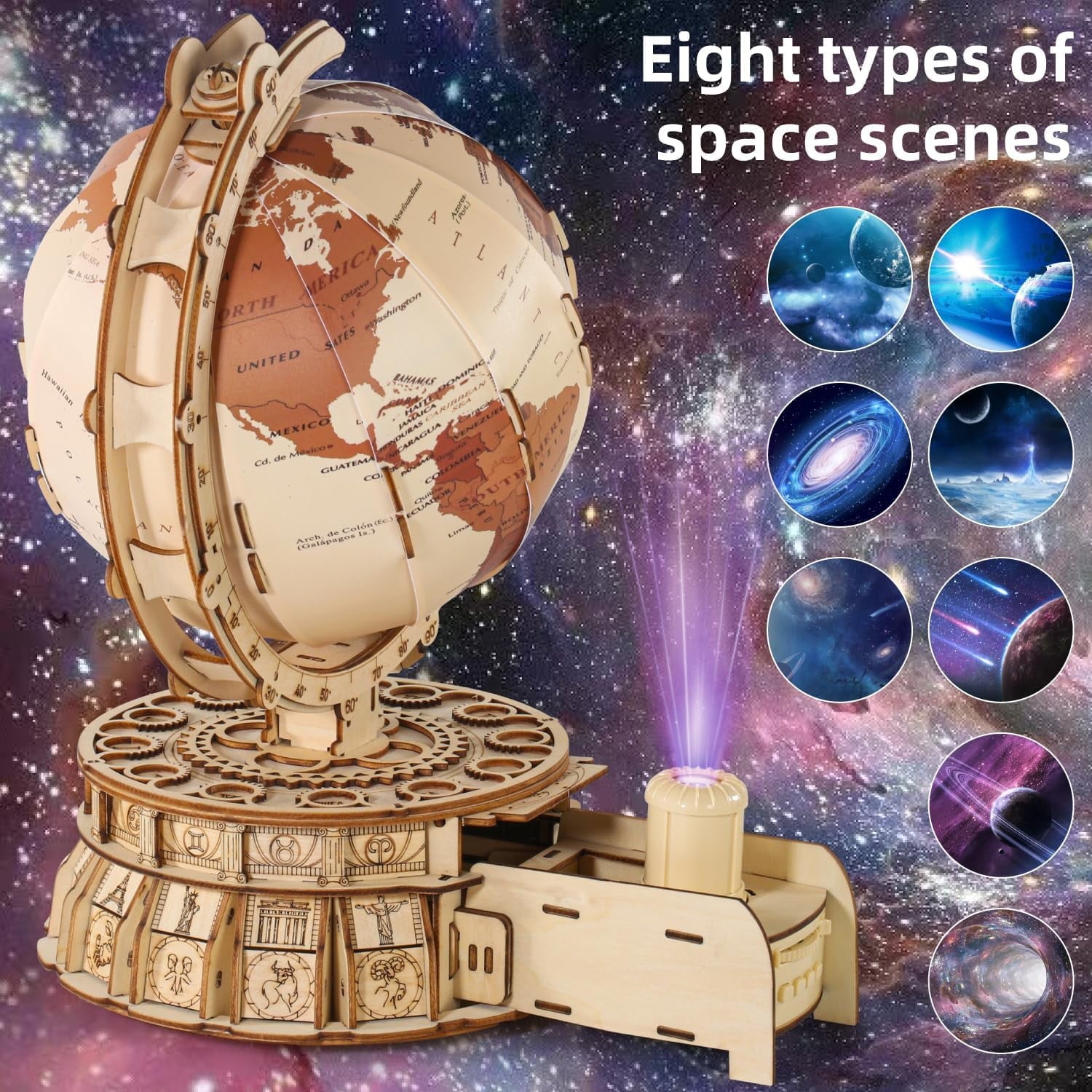 3D Wooden Globe Puzzle (Brown)