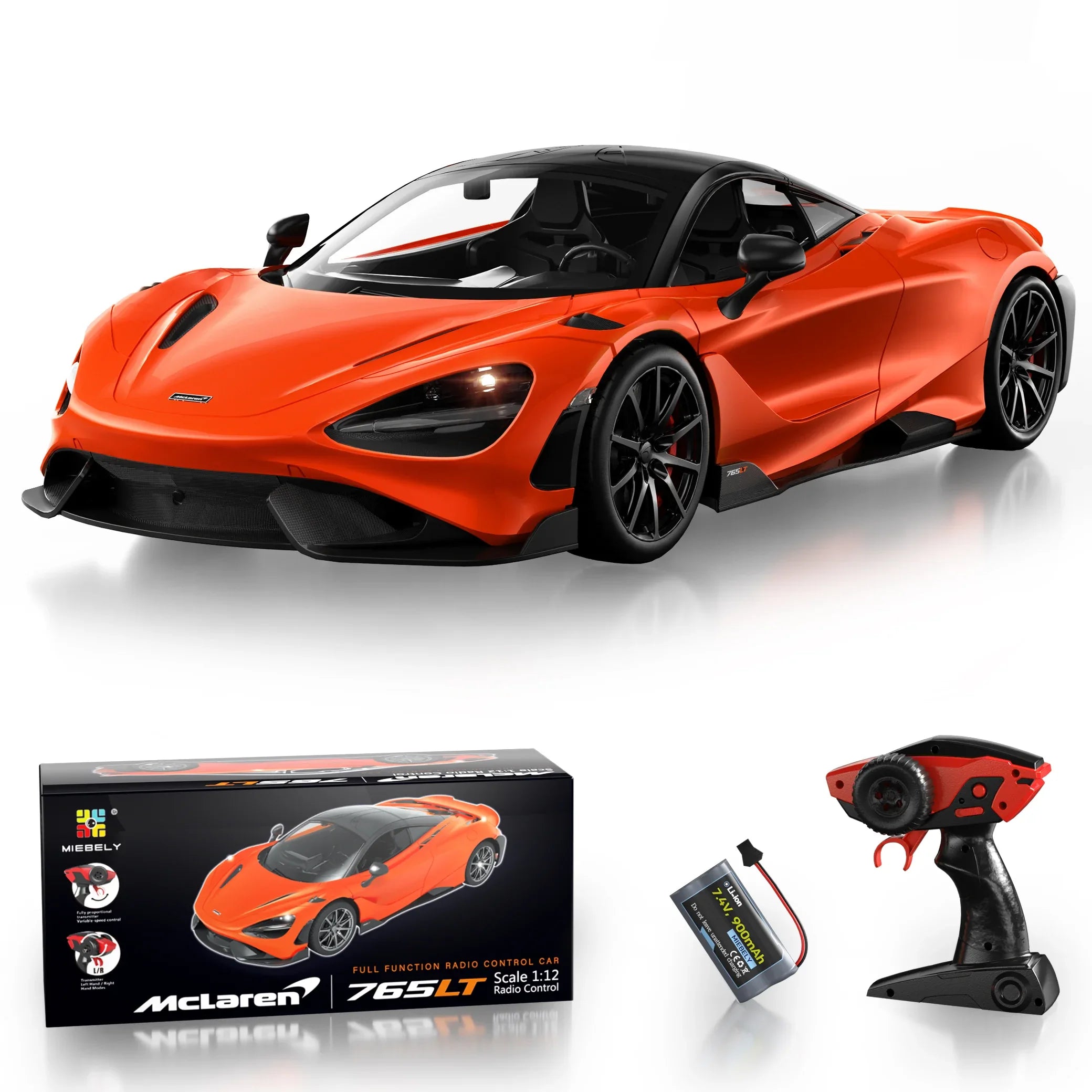 MIEBELY Remote Control Car, McLaren Rc Cars Officially Licensed 1/12 Scale 7.4V 900mAh Toy Car with 12km/h Fast Model Car Headlight for Adults Kids Boys Age 6-12 Year Birthday Ideas Gift Orange - MIEBELY