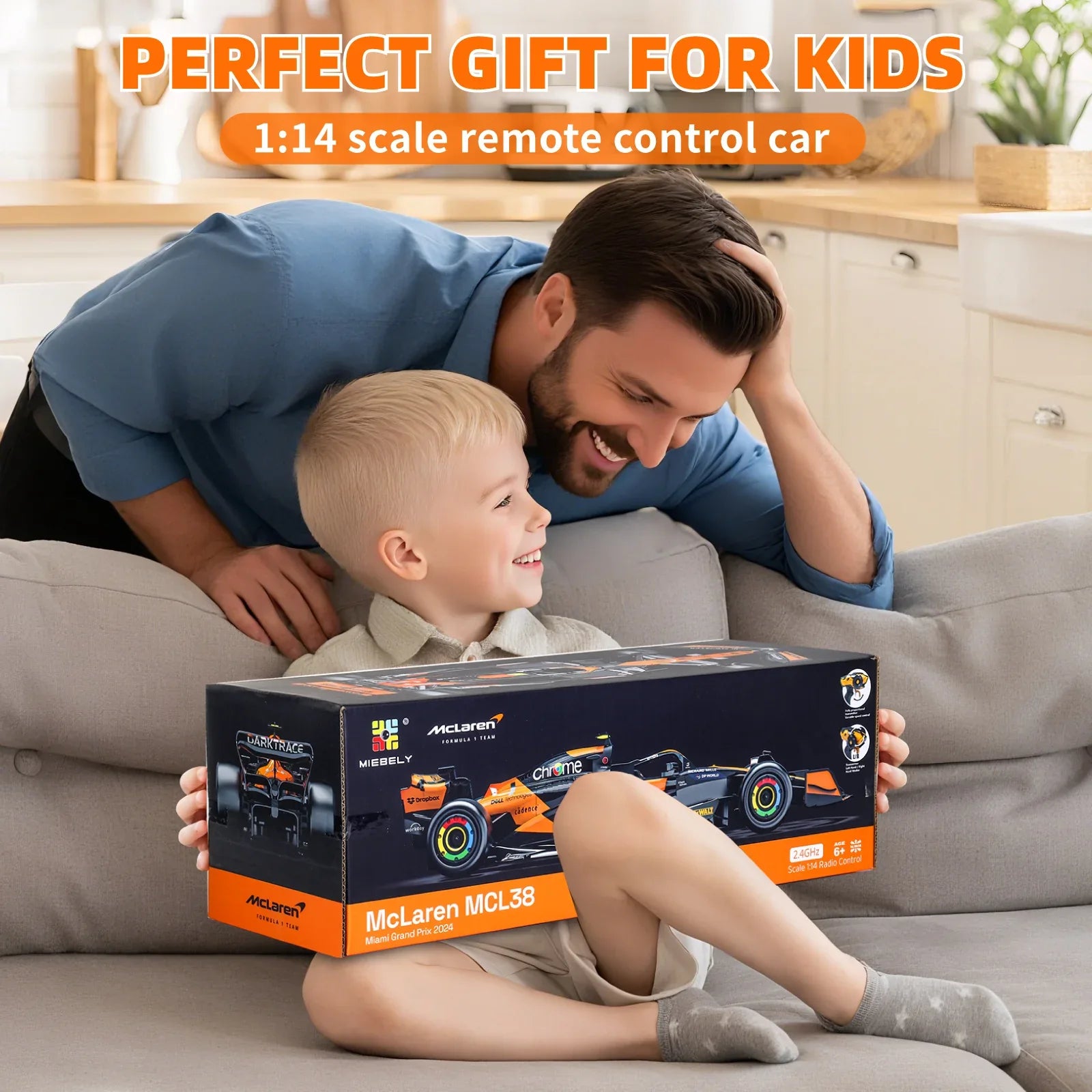 MIEBELY Authentic Licensed 1/14 McLaren F1 Remote Control Car – Formula 1 Collection RC car Series for Kids and Adults - 2.4GHz Racing Hobby Car Model Ideal Gifts for Adults Kids Boys Girls - MIEBELY