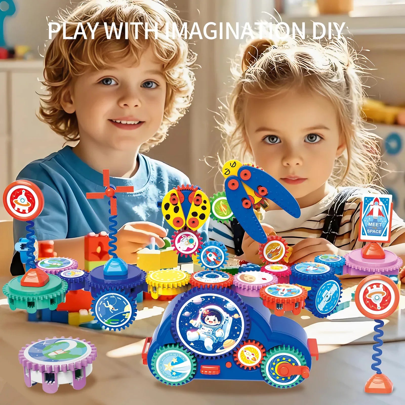 STEM Learning Gears Toys for Boys Girls Age 3+ Years old, Toddler Engineers Building Toy Set for 3-5, 30Pcs Educational Construction Toy Set for Kids, Birthday Gift for Kid Toys, Kindergarten Science - MIEBELY