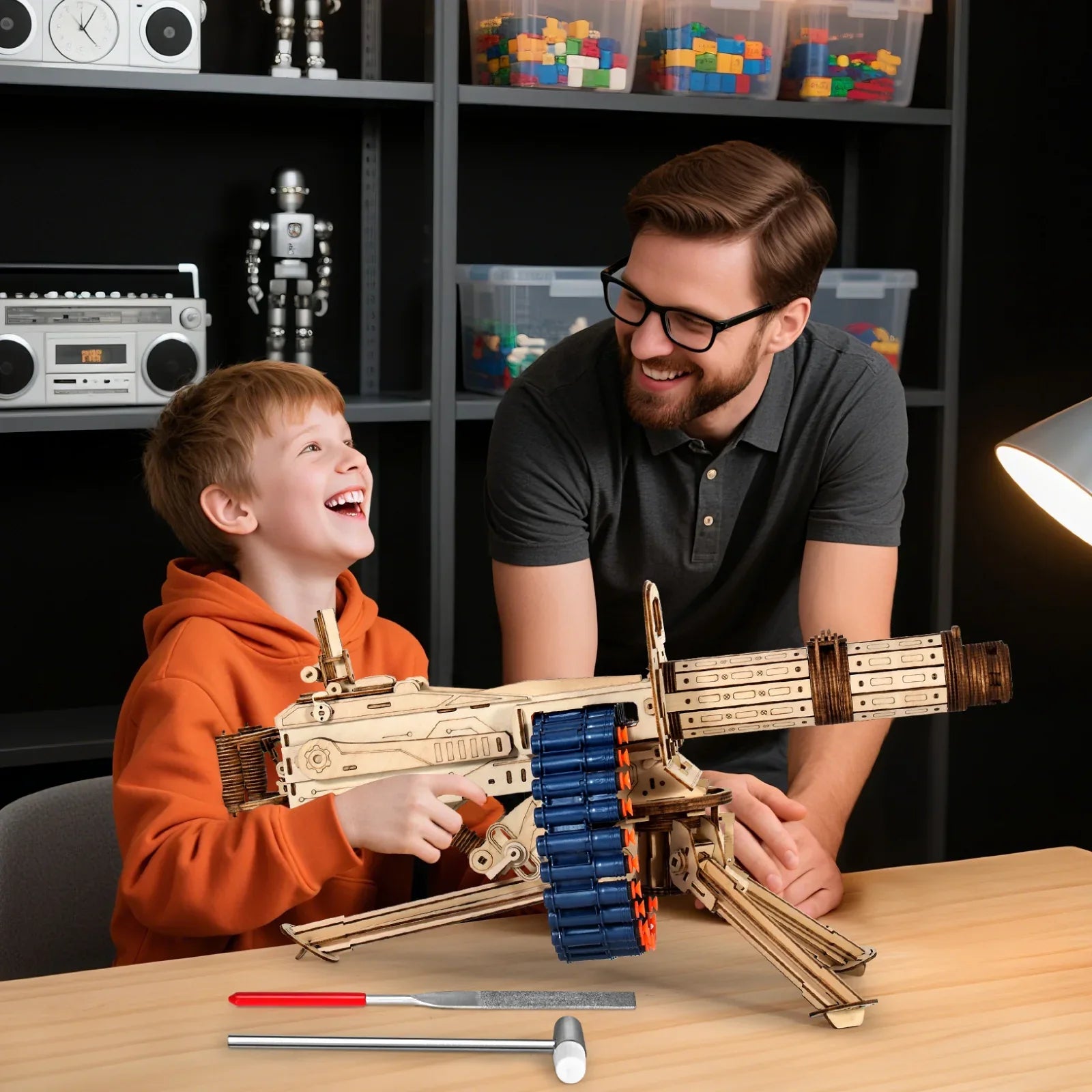 MIEBELY 3D Wooden Puzzles for Adults. 360 Pieces 3D Foam Blaster, Wooden Puzzles Gun for for Kids and Adult Ages14+ with 30 Darts Belt and 30 Darts Refill, Creative Gift for Birthday, Christmas Day - MIEBELY