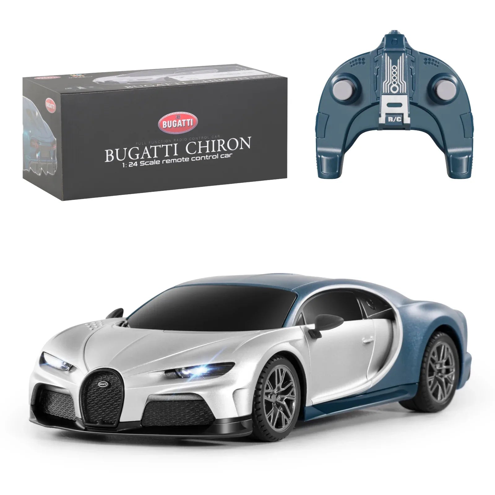 MIEBELY Remote Control Car - 1/24 Scale Fast Rc Race Car, Bugatti Chiron 3.7V 500 mAh Toys with Headlight, Racing Hobby Model Birthday Ideal Gifts for Adults Kids Boys Age 6 7 8 9 10 Year Old - MIEBELY