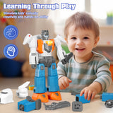 Miebely Magnetic Transform Robot Toy, 3 in 1 Large STEM Construction Transforming Toy for Toddlers, Kids Action Figure Robot  For Boy and Girls, Education Gifts for Kid 3 4 5 6 7 Birthday Christmas