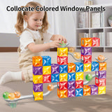 MIEBELY Magnetic Tiles, 112 PCS Magnetic Maze Building Blocks Toy for Kids with Glowing Ball, Magnet Marble Run Set, STEM Education Toddler Toy Building Block Gifts for Boys and Girls 3 4 5 6 7 8 9