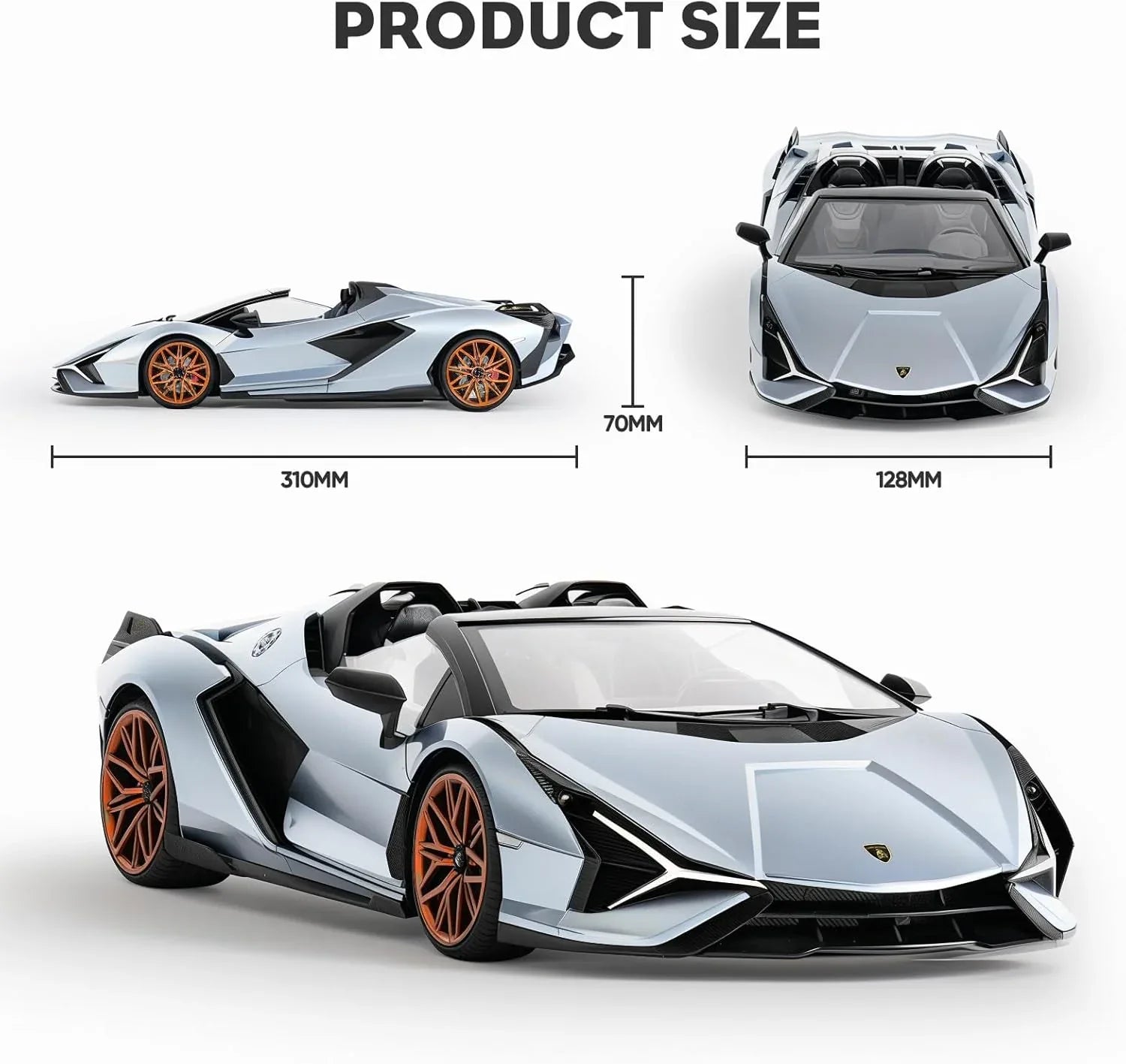 MIEBELY Lamborghini Remote Control Car, 1:16 Scale Lambo Toy Car 7.4V 500mAh Officially Licensed 12Km/h Rc Cars with Led Light 2.4Ghz Model Car for Adults Boys Girls Birthday Ideas Gift (Light Blue) - MIEBELY