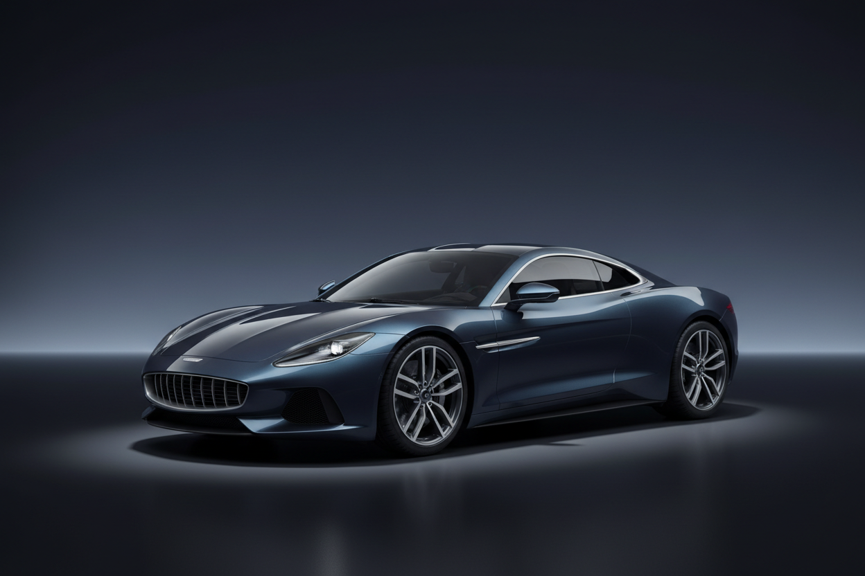 帮我生成一张，深色系的背景搭配一俩深色系的车，不要出现字体，并且做好不要纯黑色、大红色、大紫色这些，因为我的主题是以浅灰搭配浅蓝，并且字体都是白色，你帮我生成的图片要搭配他们，并且要有高级感