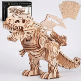 MIEBELY 3D Wooden Puzzles for Adults - T-Rex Dinosaur Model Kits can Walk and Roar, Mechanical Dinosaur STEM Toys for Boys Kids Ages 8-10-12-14, 3-D Puzzles Building Kit Gifts for Teen Men Women - MIEBELY