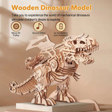 MIEBELY 3D Wooden Puzzles for Adults - T-Rex Dinosaur Model Kits can Walk and Roar, Mechanical Dinosaur STEM Toys for Boys Kids Ages 8-10-12-14, 3-D Puzzles Building Kit Gifts for Teen Men Women - MIEBELY