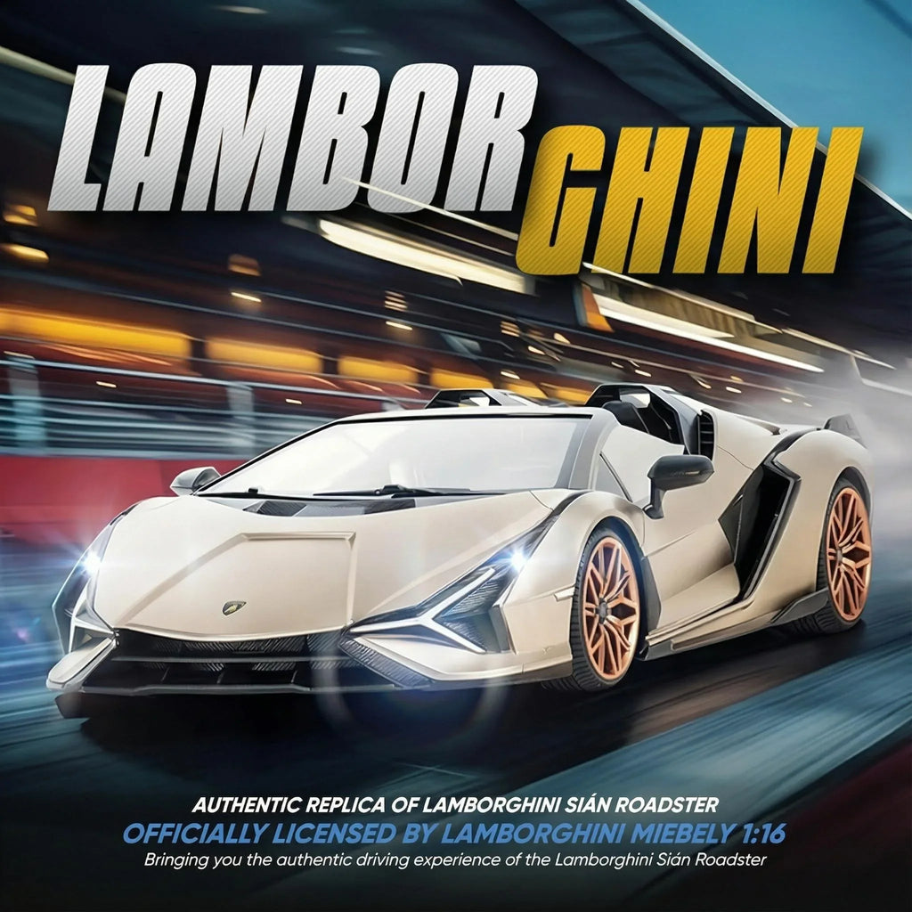 MIEBELY Lamborghini Remote Control Car, 1:16 Scale Lambo Toy Car 7.4V 500mAh Officially Licensed 12Km/h Rc Cars with Led Light 2.4Ghz Model Car for Adults Boys Girls Birthday Ideas Gift (Champagne) - MIEBELY