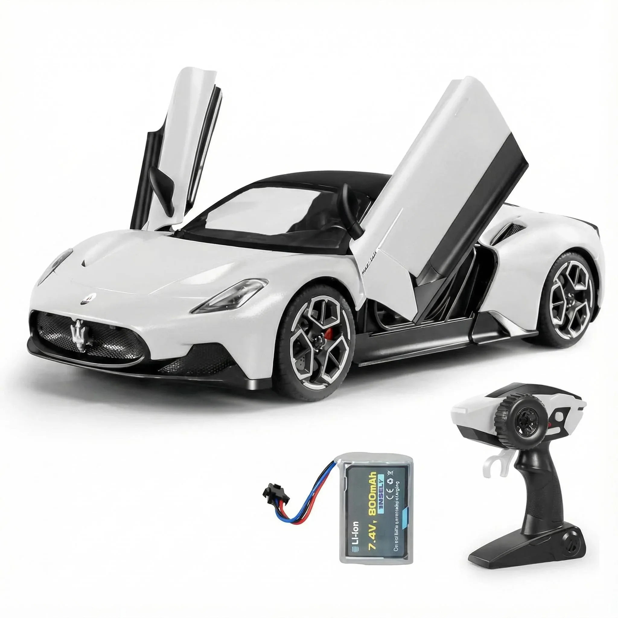 MIEBELY Maserati Remote Control Car, Openable Door 1:12 Scale Rc Toy Car 7.4V 900mAh Licensed 12Km/h Fast Rc Cars with Led Light 2.4Ghz Model Car for Adults Boys Girls Birthday Ideas Gift (White) - MIEBELY