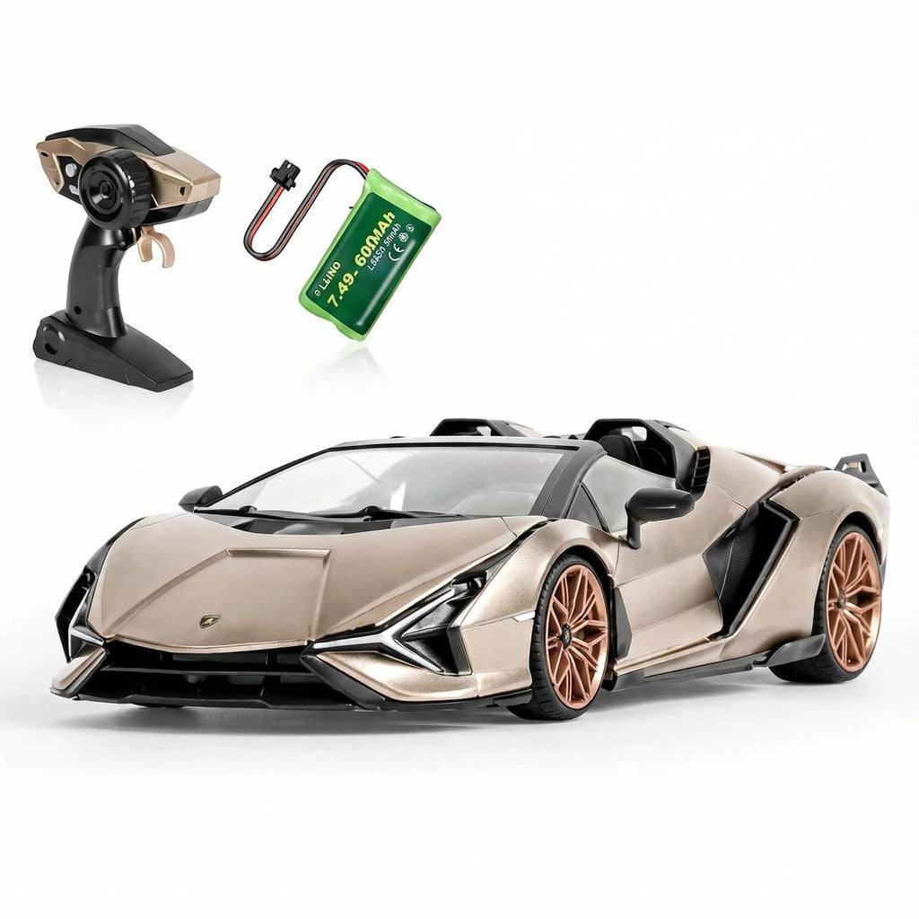 MIEBELY Lamborghini Remote Control Car, 1:16 Scale Lambo Toy Car 7.4V 500mAh Officially Licensed 12Km/h Rc Cars with Led Light 2.4Ghz Model Car for Adults Boys Girls Birthday Ideas Gift (Champagne) - MIEBELY
