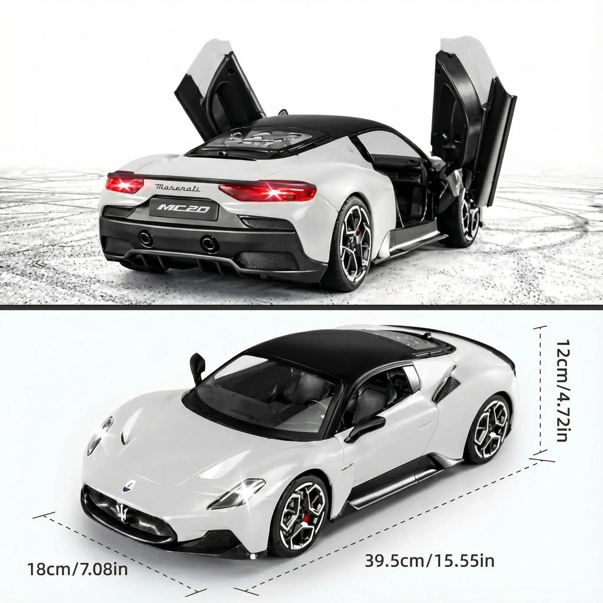 MIEBELY Maserati Remote Control Car, Openable Door 1:12 Scale Rc Toy Car 7.4V 900mAh Licensed 12Km/h Fast Rc Cars with Led Light 2.4Ghz Model Car for Adults Boys Girls Birthday Ideas Gift (White) - MIEBELY