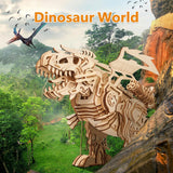 MIEBELY 3D Wooden Puzzles for Adults - T-Rex Dinosaur Model Kits can Walk and Roar, Mechanical Dinosaur STEM Toys for Boys Kids Ages 8-10-12-14, 3-D Puzzles Building Kit Gifts for Teen Men Women - MIEBELY