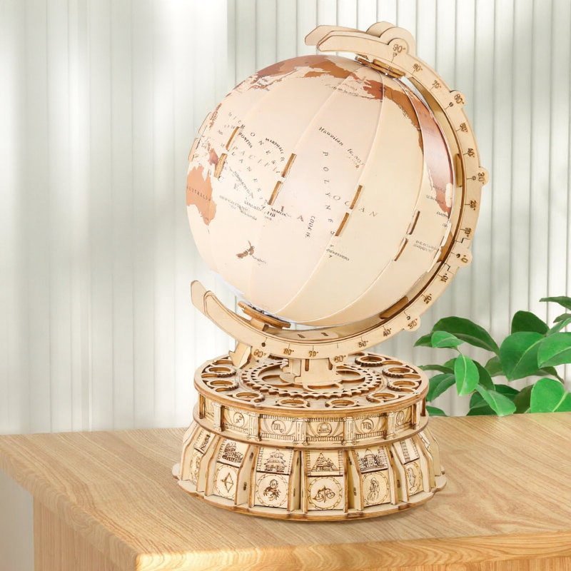 3D Wooden Globe Puzzle (Brown)