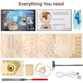 MIEBELY 3D Wooden Puzzles for Adults USB Charging Illuminated Globe Music Box DIY LED Wood Model Building Kits with Space Projector Stem Toys for Kids Desk Decor for Boys/Girls Ages 8+(Blue)