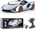 MIEBELY Lamborghini Remote Control Car, 1:16 Scale Lambo Toy Car 7.4V 500mAh Officially Licensed 12Km/h Rc Cars with Led Light 2.4Ghz Model Car for Adults Boys Girls Birthday Ideas Gift (Light Blue) - MIEBELY
