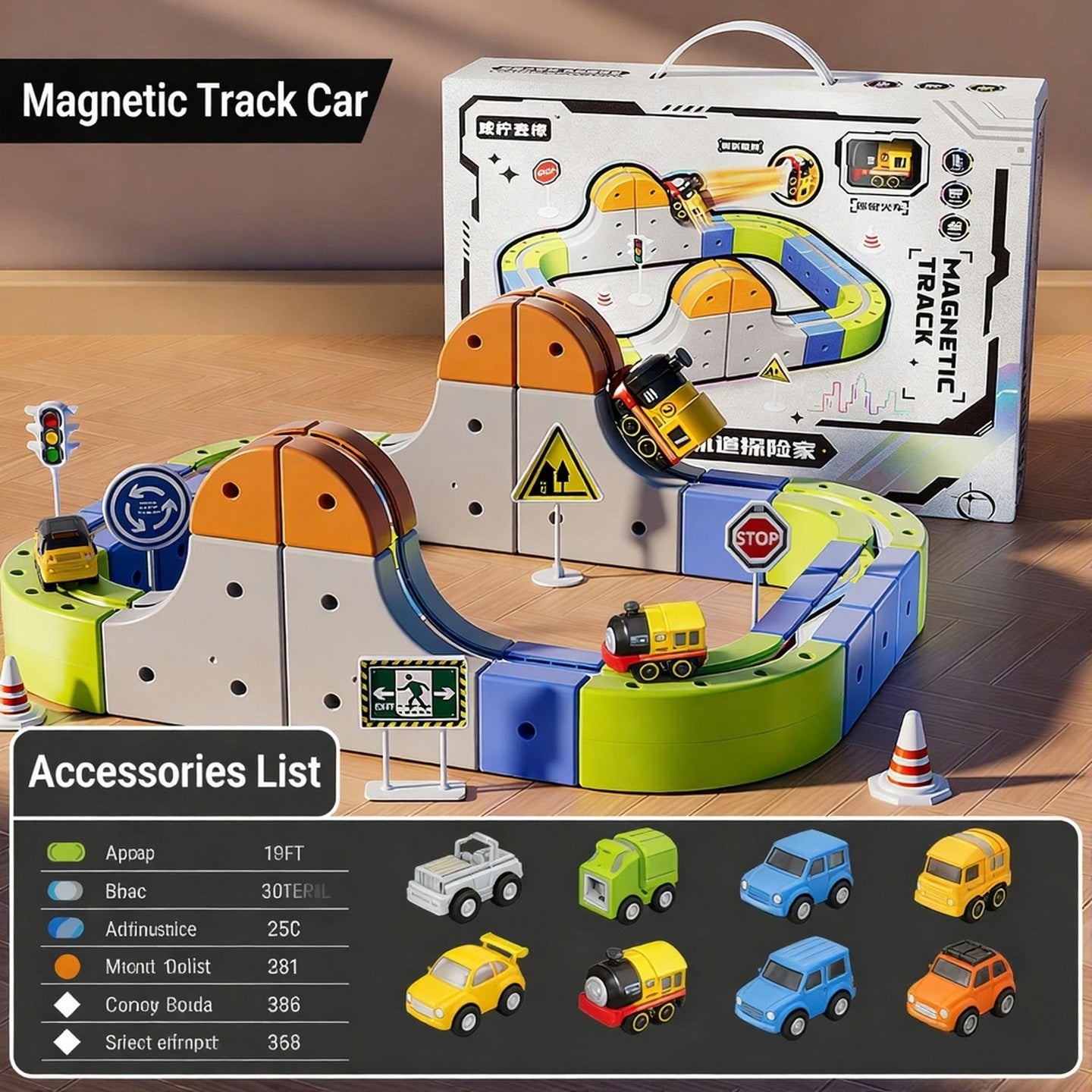 55 PCS Magnetic Electric Track Set