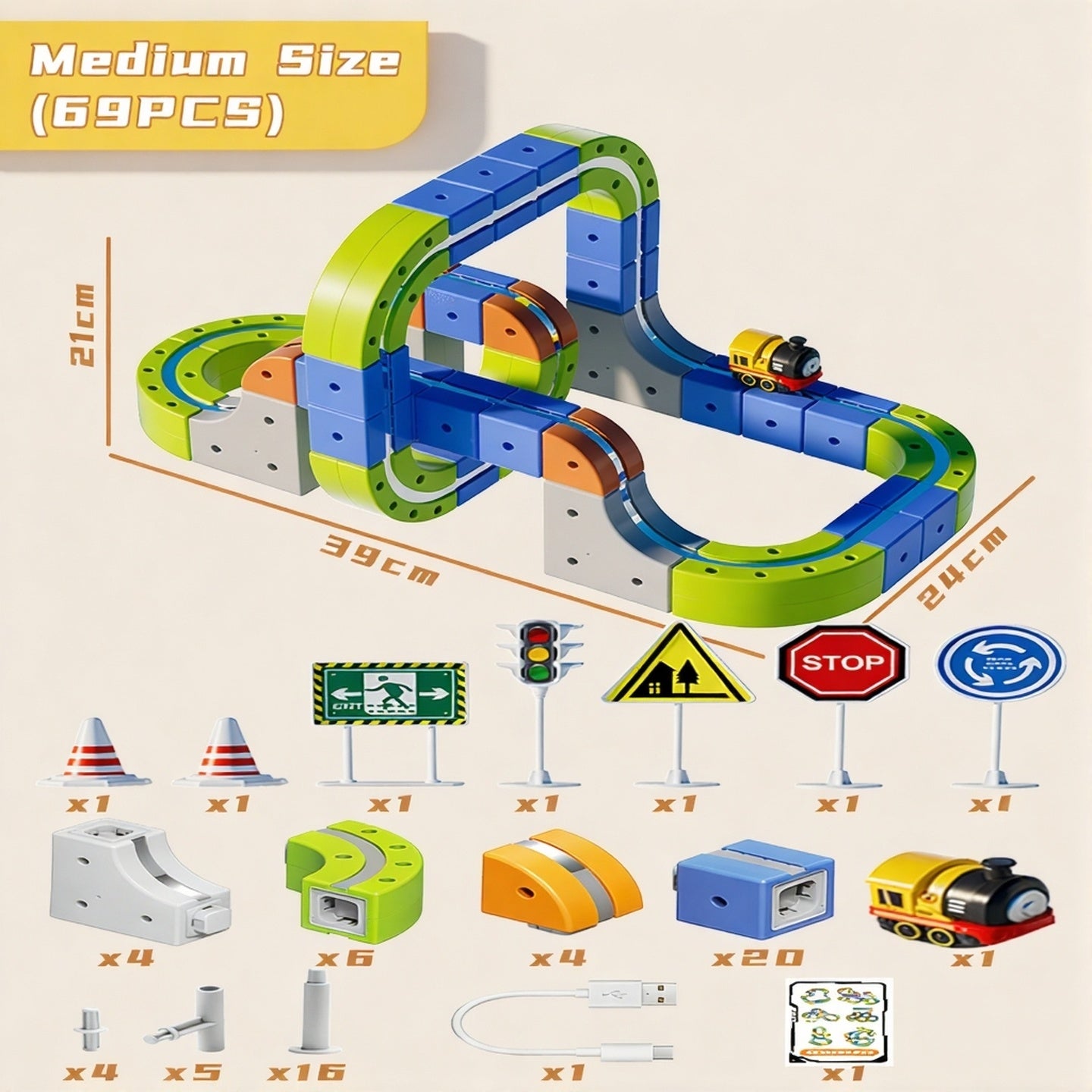 69 PCS Magnetic Electric Track Set