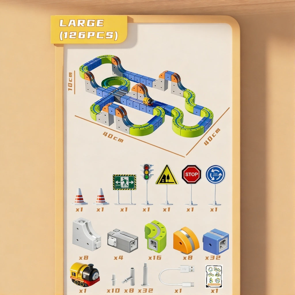 126 PCS Magnetic Electric Track Set