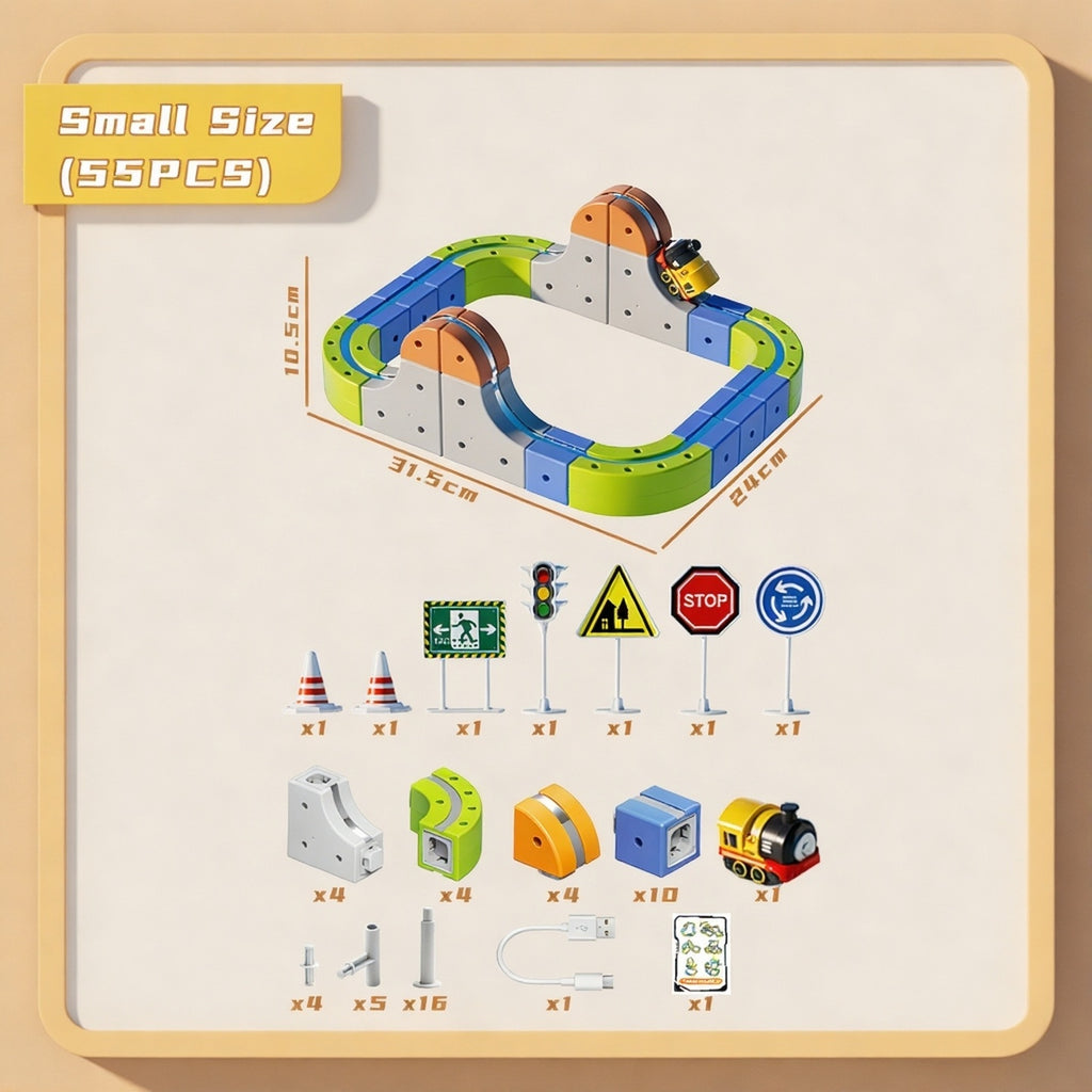 55 PCS Magnetic Electric Track Set