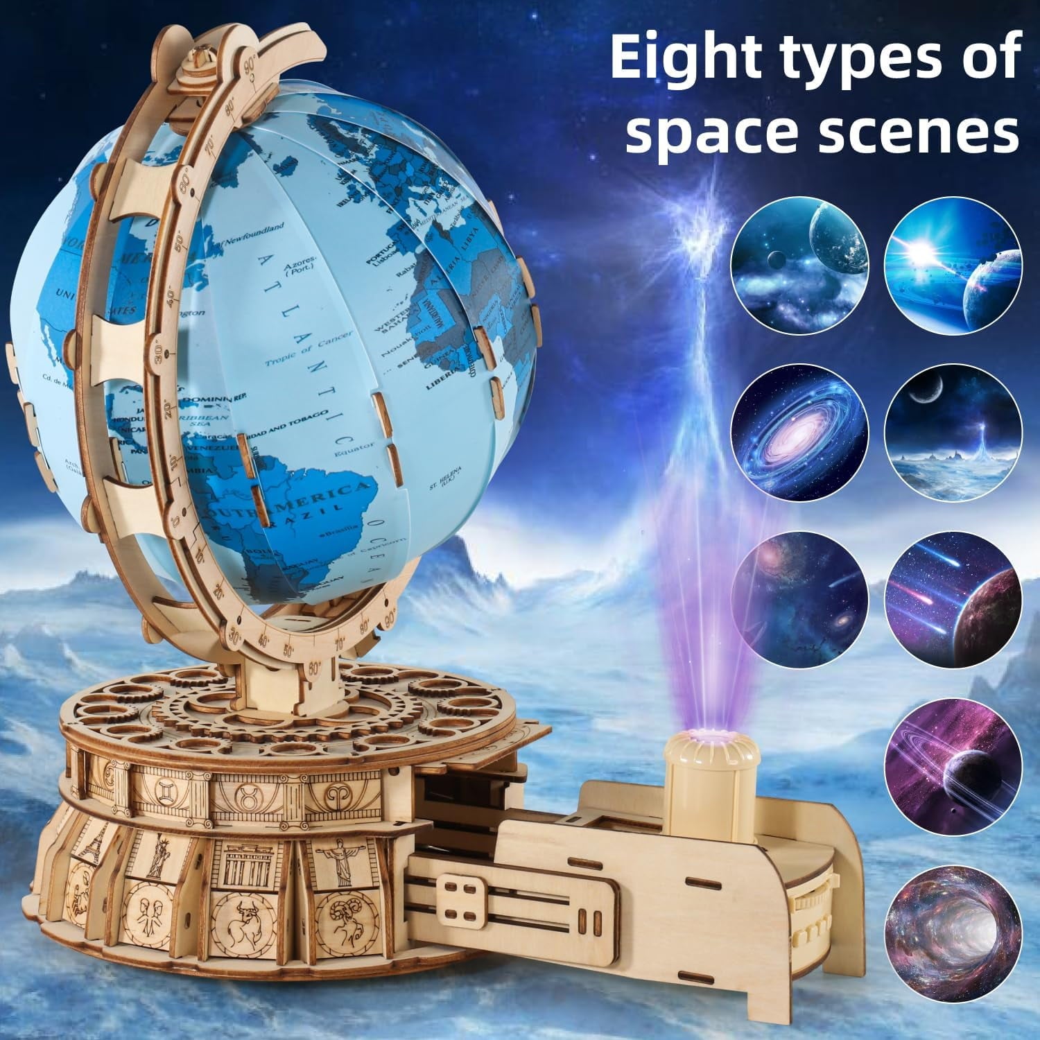 3D Wooden Globe Puzzle (Blue)