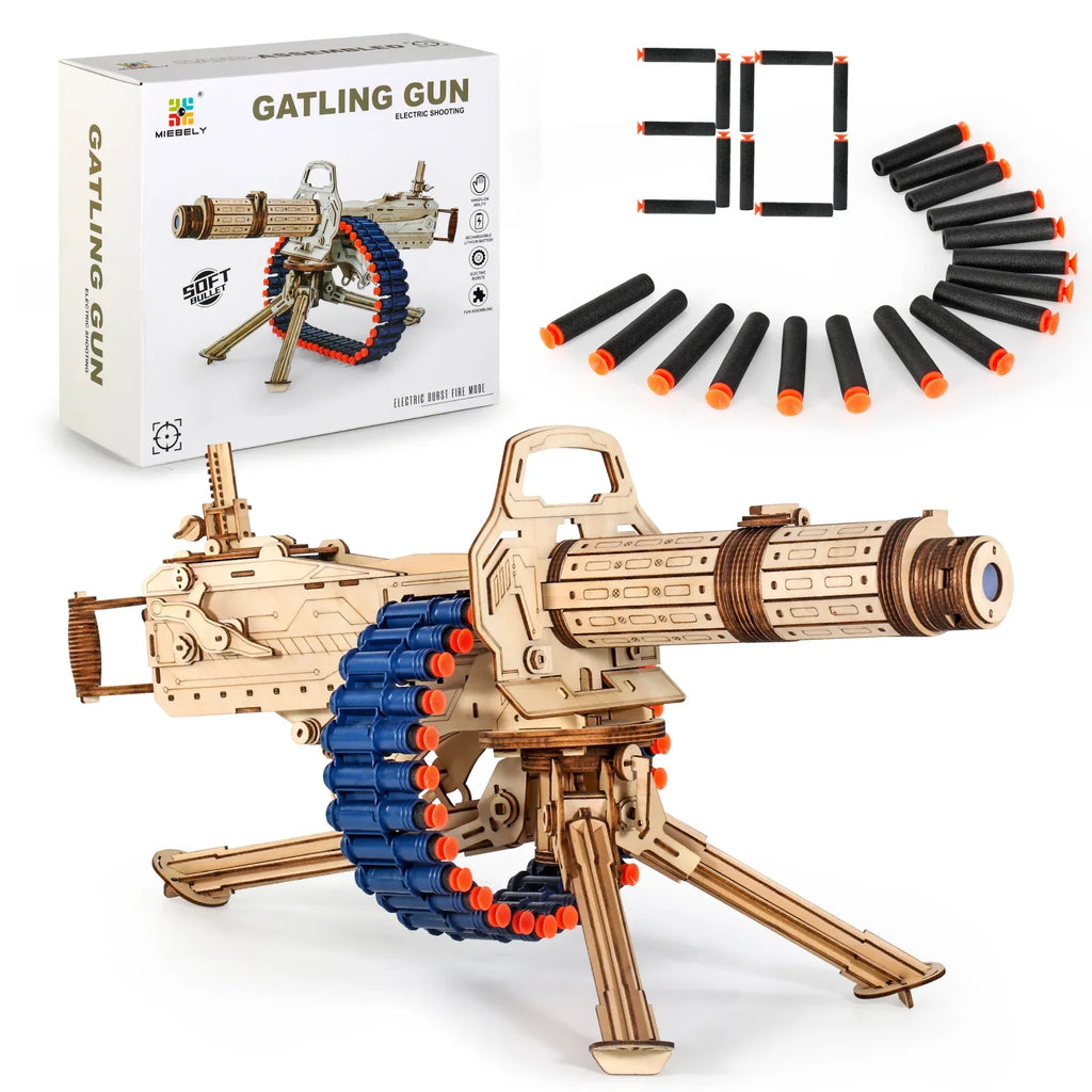 MIEBELY 3D Wooden Puzzles for Adults. 360 Pieces 3D Foam Blaster, Wooden Puzzles Gun for for Kids and Adult Ages14+ with 30 Darts Belt and 30 Darts Refill, Creative Gift for Birthday, Christmas Day - MIEBELY