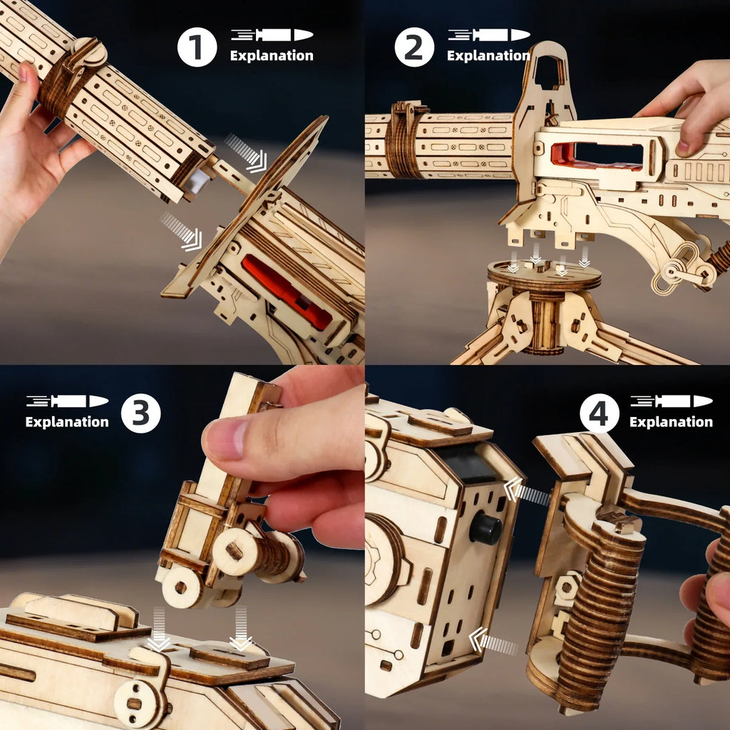 MIEBELY 3D Wooden Puzzles for Adults. 360 Pieces 3D Foam Blaster, Wooden Puzzles Gun for for Kids and Adult Ages14+ with 30 Darts Belt and 30 Darts Refill, Creative Gift for Birthday, Christmas Day - MIEBELY