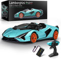 MIEBELY Lamborghini Remote Control Car, 1:12 Scale Lambo Toy Car 7.4V 900mAh Officially Licensed 12Km/h Fast Rc Cars with Led Light 2.4Ghz Model Car for Adults Boys Girls Birthday Ideas Gift - Blue - MIEBELY