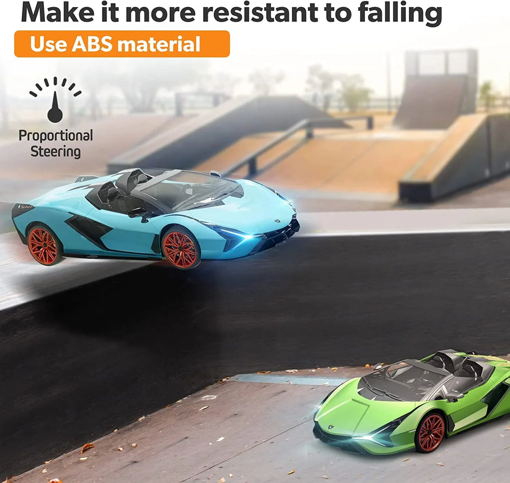 MIEBELY Lamborghini Remote Control Car, 1:12 Scale Lambo Toy Car 7.4V 900mAh Officially Licensed 12Km/h Fast Rc Cars with Led Light 2.4Ghz Model Car for Adults Boys Girls Birthday Ideas Gift - Blue - MIEBELY