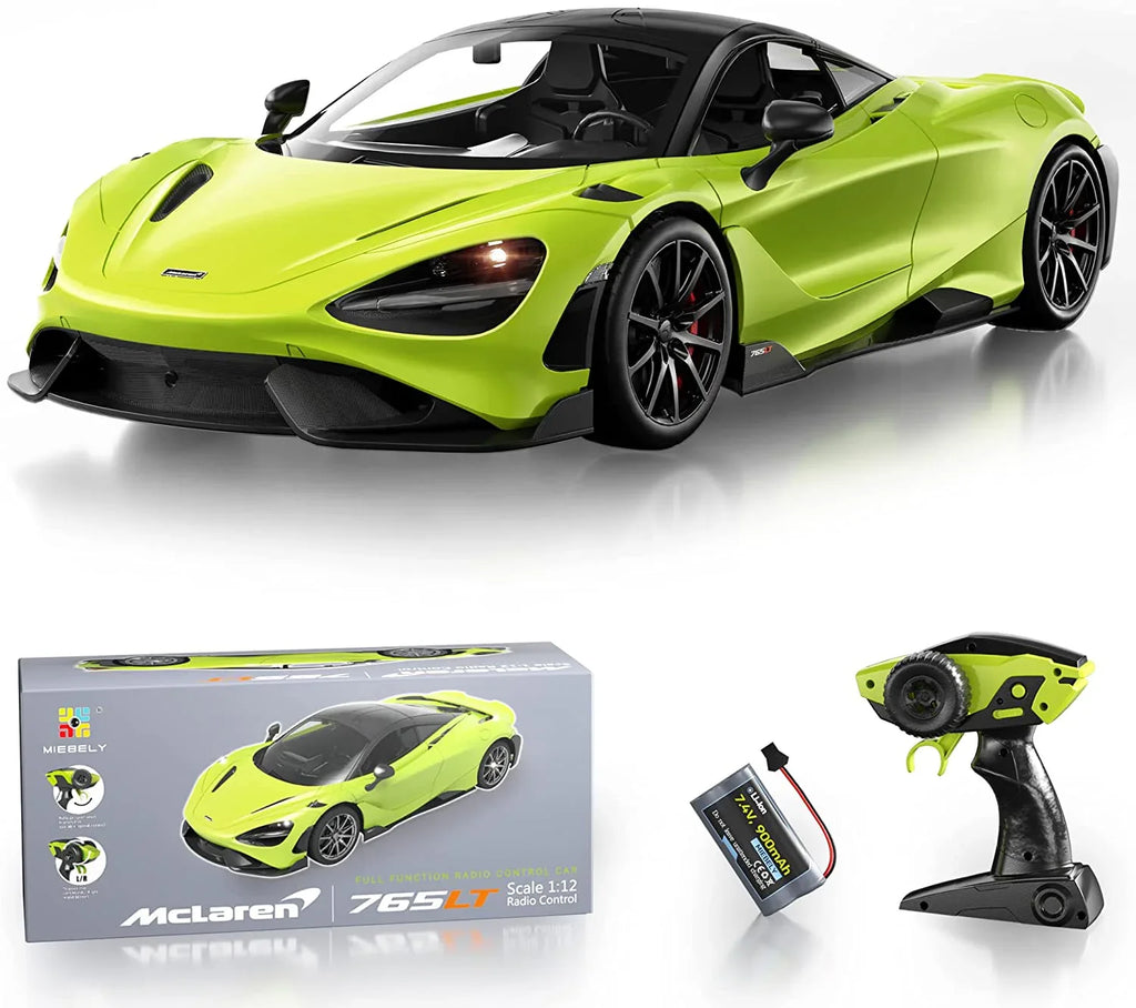 MIEBELY Remote Control Car, McLaren Rc Cars Officially Licensed 1/12 Scale 7.4V 900mAh Toy Car with 12km/h Fast Model Car Headlight for Adults Kids Boys Age 6-12 Year Birthday Ideas Gift Green - MIEBELY