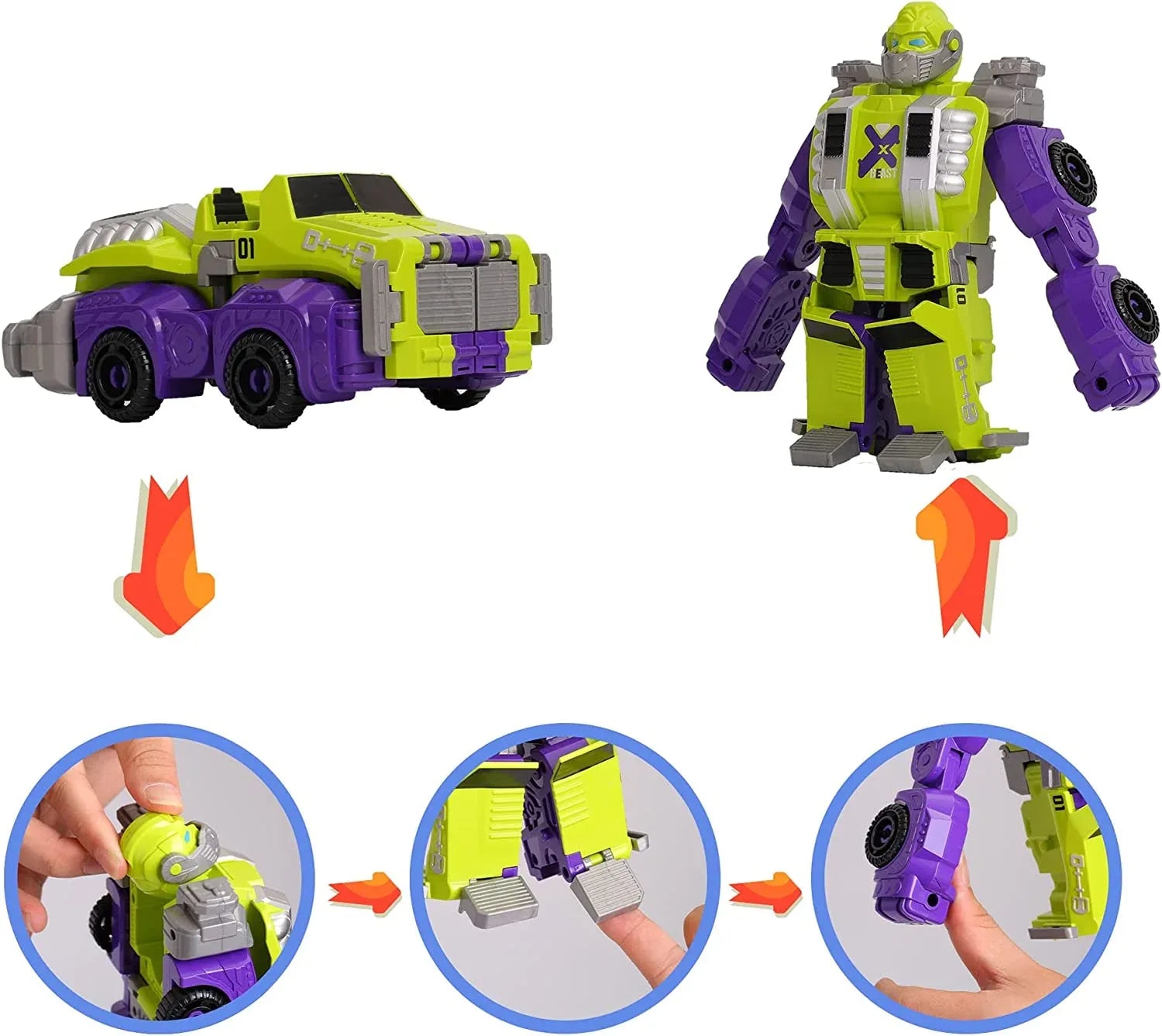 MIEBELY Toddler Robot Vehicles Set - 4Pcs Transforming Robots Toys for Kids - Magnetic Toys with Sturdy Connectors, Easy DIY Assembly Function - 4-in-1 Educational STEM for 3 4 5 6 Year Old Boys - MIEBELY