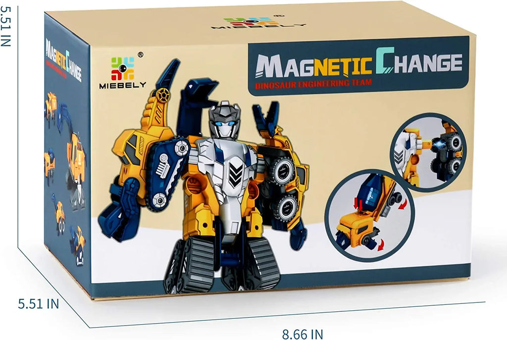MIEBELY Toddler Robot Construction Vehicles Set – 5Pcs Transforming Robots for Kids - Magnetic Toys with Sturdy Connectors – Easy DIY Assembly Function – 5-in-1 Educational STEM Toys - MIEBELY
