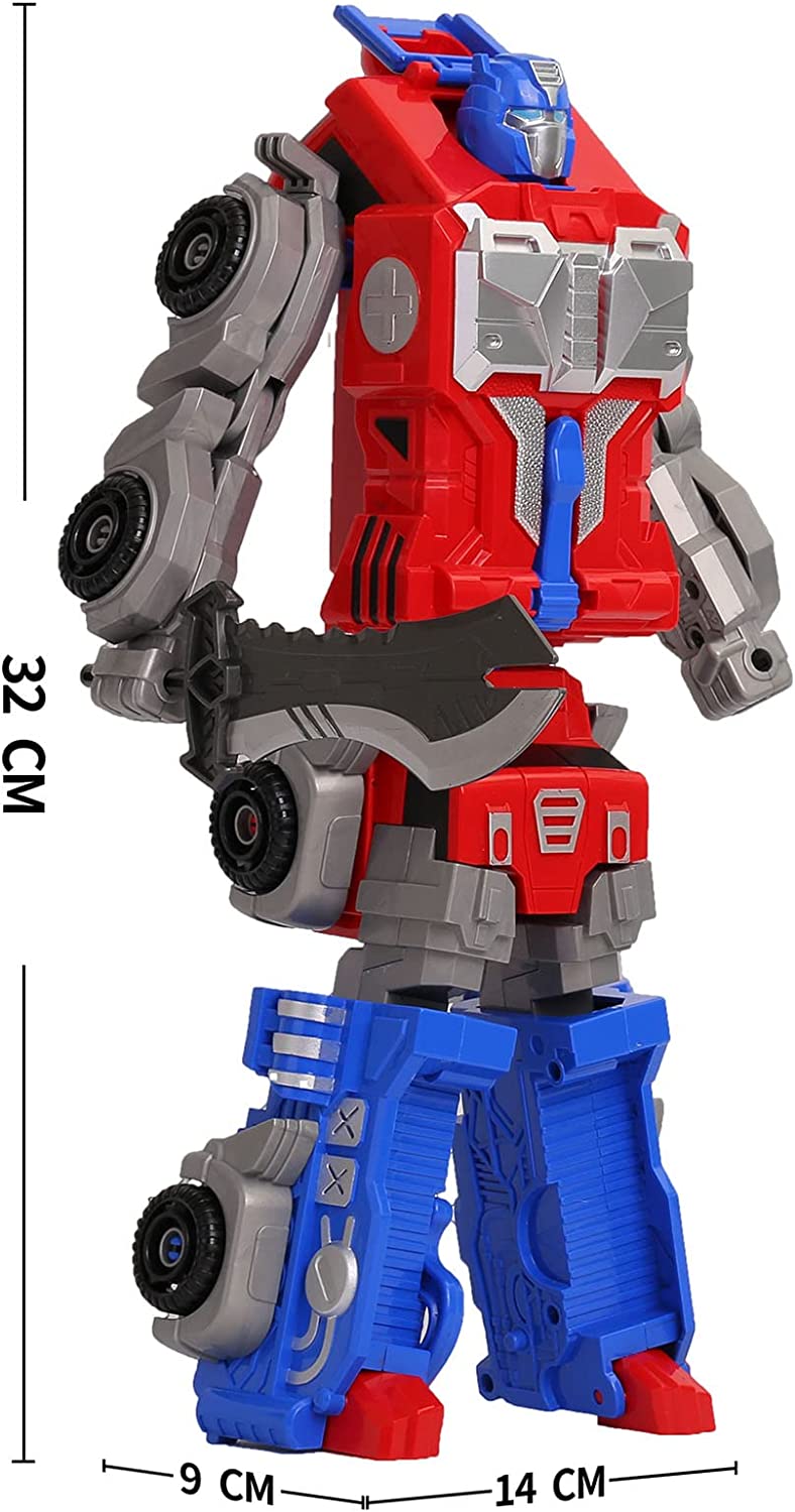 MIEBELY Transforming Toys – Lion Robot Action Figure – Magnetically Assembled Robot Toy for Kids – All in One Design Transforms in Vehicle, Animal, Robot – Includes War Knife (Lion Robot)