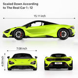 MIEBELY McLaren 765LT RC Car – 1/12 Scale Genuine McLaren Remote Control Car – 2.4GHz McLaren Toy Car with Detachable Steering Ring – Max Speed 12km/h – Realistic Design with Functional Lights (Green)
