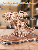 MIEBELY 3D Wooden Puzzles Electric T-Rex Dinosaur Toys Walking w/Realistic Roaring Sound 366pcs Wood Model Kit Laser-Cut Wooden Mechanical Toy Hobby Gift for Boys, Teens, and Adults Home Décor