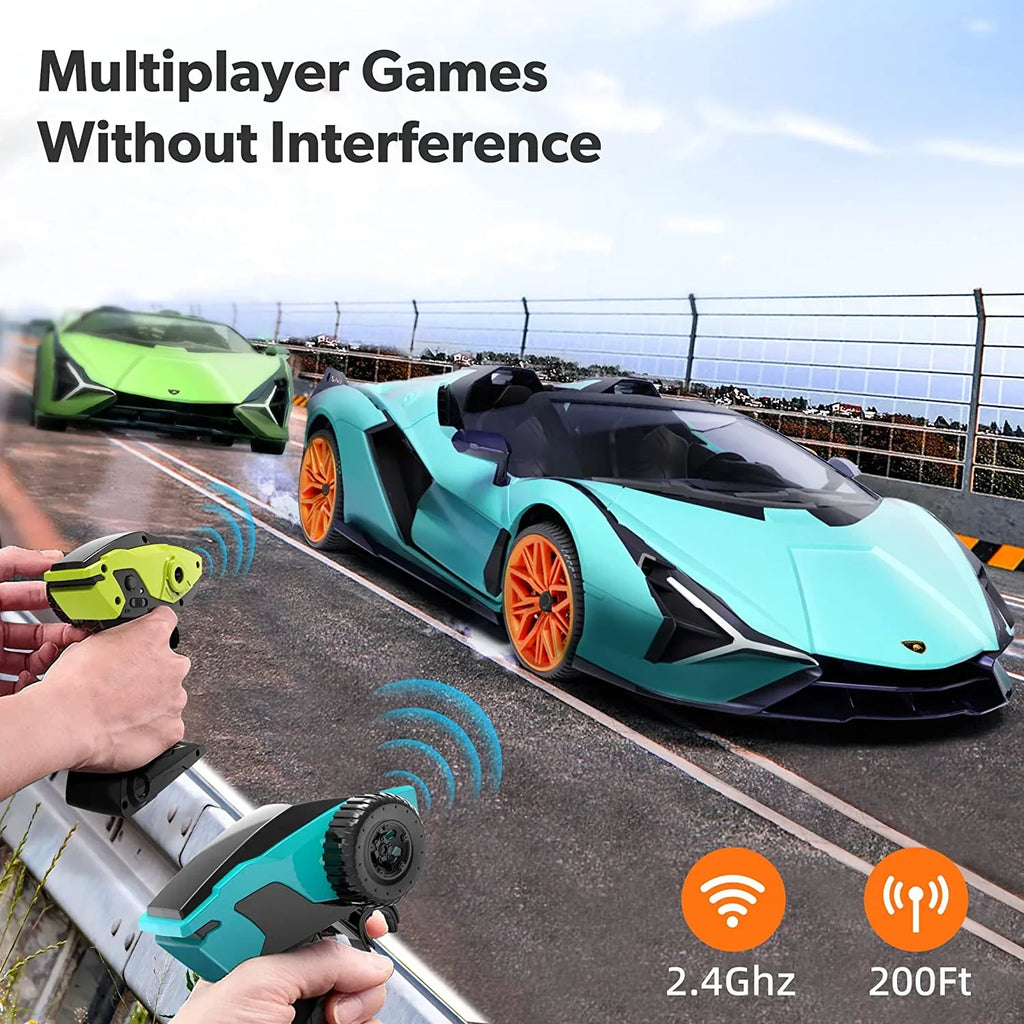 MIEBELY Lamborghini Remote Control Car, 1:12 Scale Lambo Toy Car 7.4V 900mAh Officially Licensed 12Km/h Fast Rc Cars with Led Light 2.4Ghz Model Car for Adults Boys Girls Birthday Ideas Gift - Blue - MIEBELY