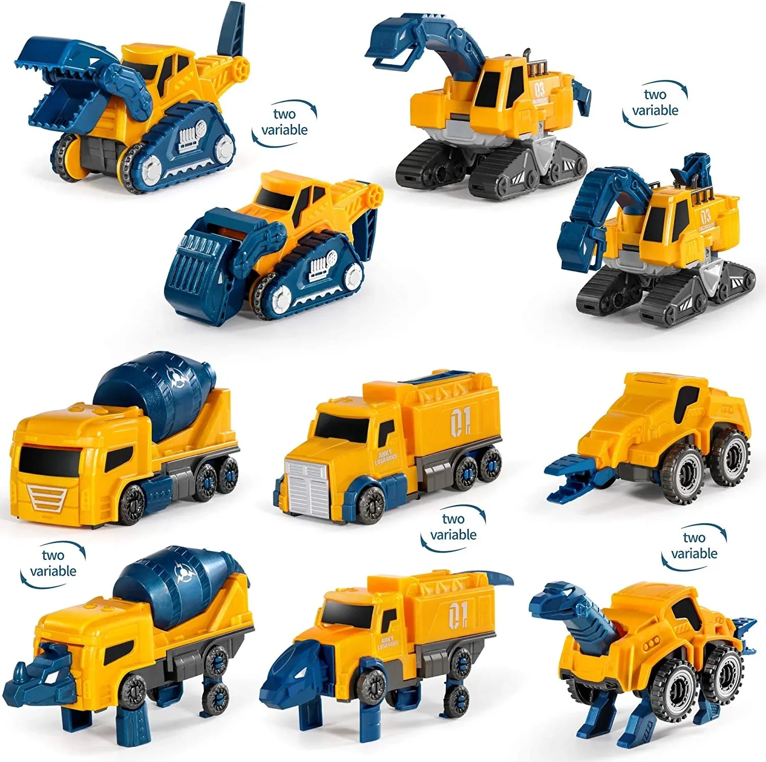 MIEBELY Toddler Robot Construction Vehicles Set – 5Pcs Transforming Robots for Kids - Magnetic Toys with Sturdy Connectors – Easy DIY Assembly Function – 5-in-1 Educational STEM Toys - MIEBELY