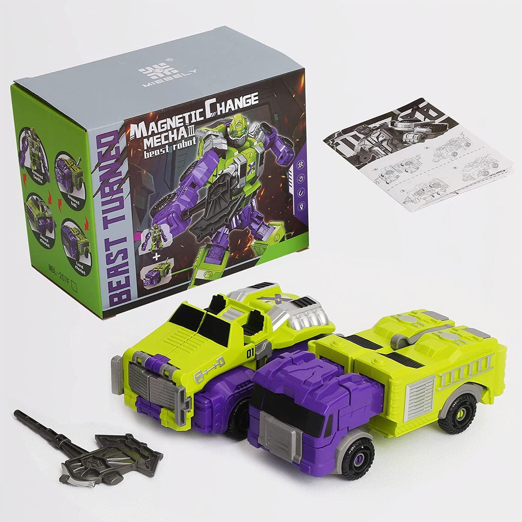 MIEBELY Toddler Robot Vehicles Set - 4Pcs Transforming Robots Toys for Kids - Magnetic Toys with Sturdy Connectors, Easy DIY Assembly Function - 4-in-1 Educational STEM for 3 4 5 6 Year Old Boys - MIEBELY