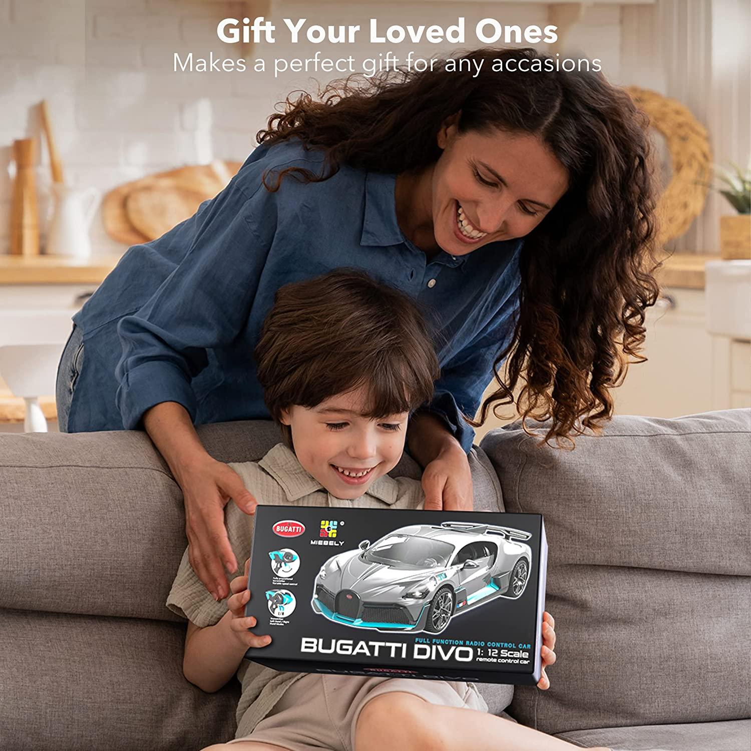 MIEBELY Remote Control Car, Bugatti Divo 1/16 Scale Rc Cars 12Km/h, 2.4Ghz Licensed Model Car 7.4V 500mAh Toy Car Headlight for Adults Boys Girls Age 6-12 Years Birthday Ideas Gift - MIEBELY