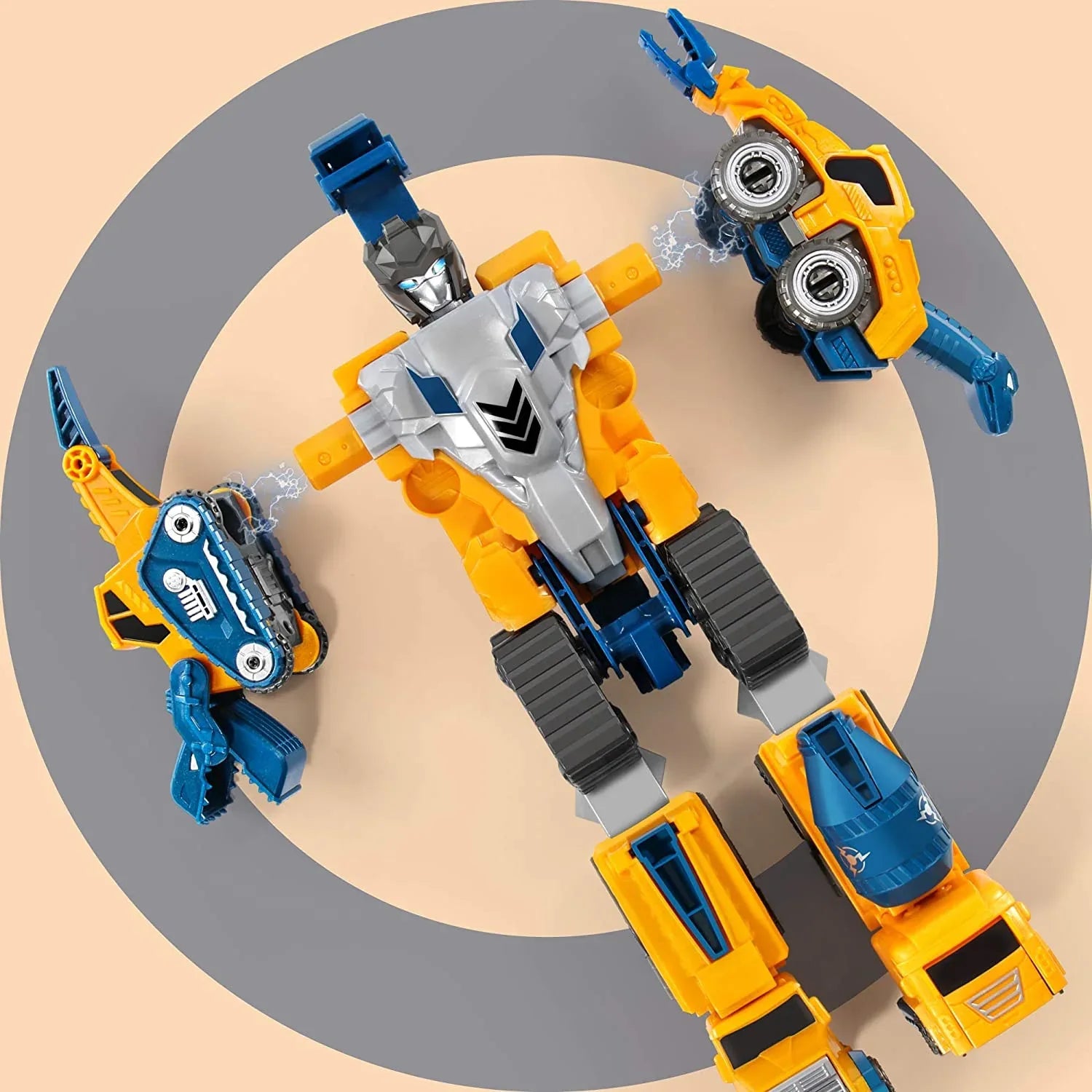MIEBELY Toddler Robot Construction Vehicles Set – 5Pcs Transforming Robots for Kids - Magnetic Toys with Sturdy Connectors – Easy DIY Assembly Function – 5-in-1 Educational STEM Toys - MIEBELY