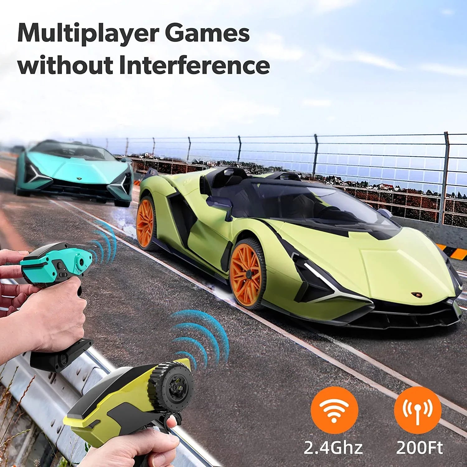 MIEBELY Lamborghini Remote Control Car, 1:12 Scale Lambo Rc Cars 7.4V 900mAh Officially Licensed 12Km/h Fast Toy Car with Led Light 2.4Ghz Model Car for Adults Boys Girls Birthday Ideas Gift - Green - MIEBELY