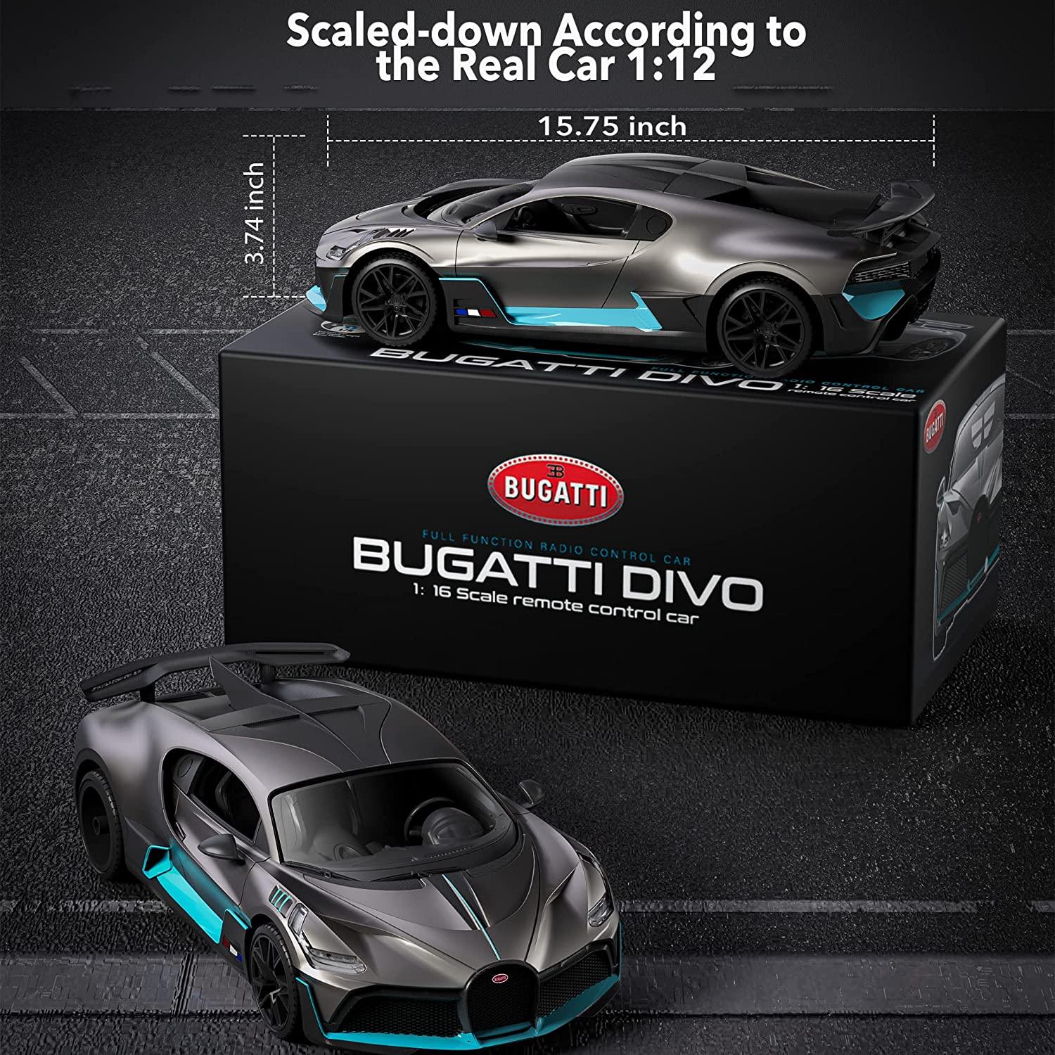 MIEBELY Remote Control Car, Bugatti Divo 1/16 Scale Rc Cars 12Km/h, 2.4Ghz Licensed Model Car 7.4V 500mAh Toy Car Headlight for Adults Boys Girls Age 6-12 Years Birthday Ideas Gift - MIEBELY