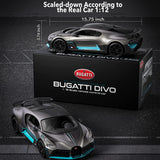 MIEBELY Remote Control Car, 1/12 Bugatti Divo Toy Car High Speed 12Km/h, 2.4Ghz Officially Licensed RC Car W/ Led Light Vehicle Racing Hobby Model Car for Adults Boys Girls Age 6+ Years Ideas Gift