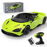 MIEBELY McLaren 765LT RC Car, 1/12 Scale Genuine McLaren Remote Control Car – 2.4GHz McLaren Toy Car with Detachable Steering Ring – Max Speed 12km/h – Realistic Design with Functional Lights (Orange)